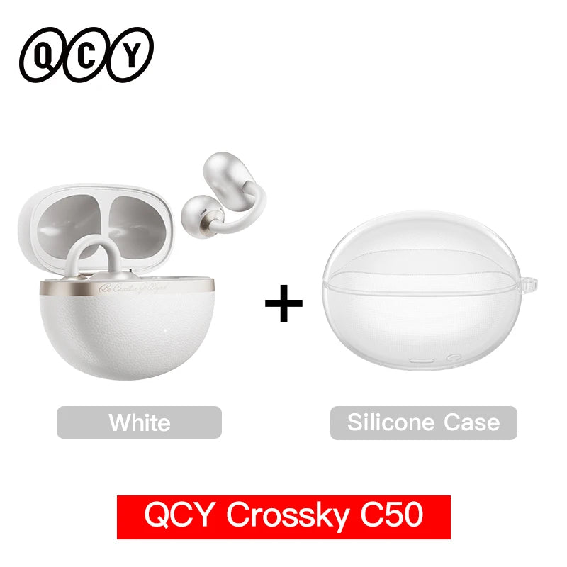 QCY Crossky C50 Open Ear Clip-On Earbuds BT 6.0 | 4 Mic AI Call Bass Boost Sport