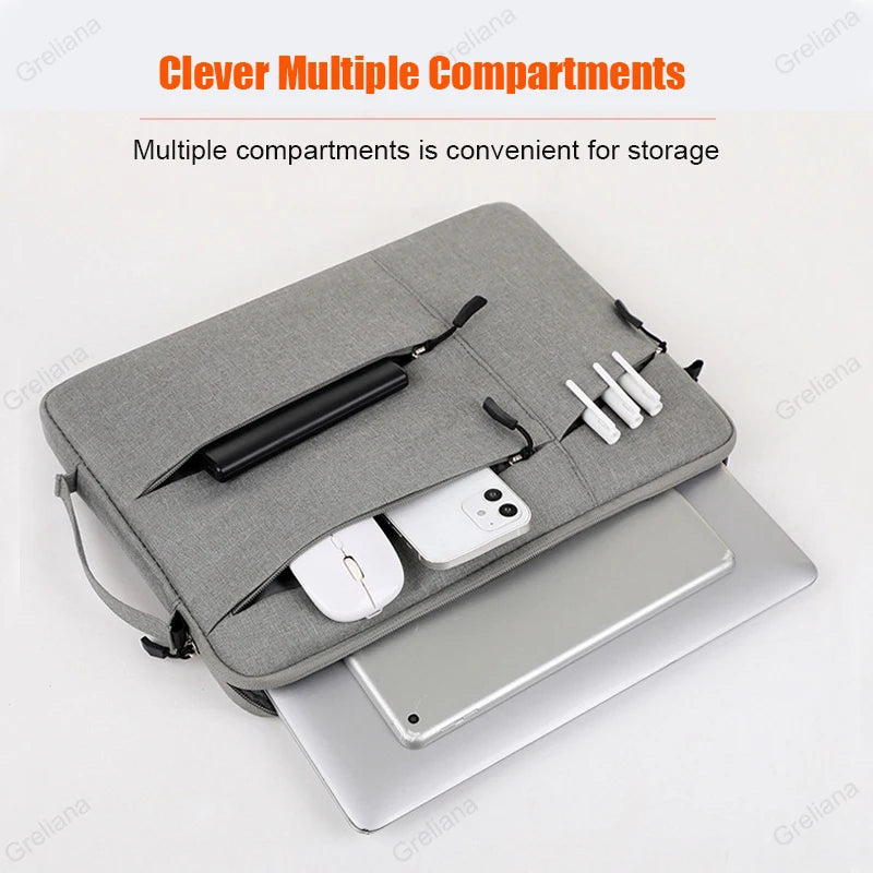 Greliana Laptop Briefcase Bag 13.3–15.6" | Waterproof Handbag MacBook Lenovo