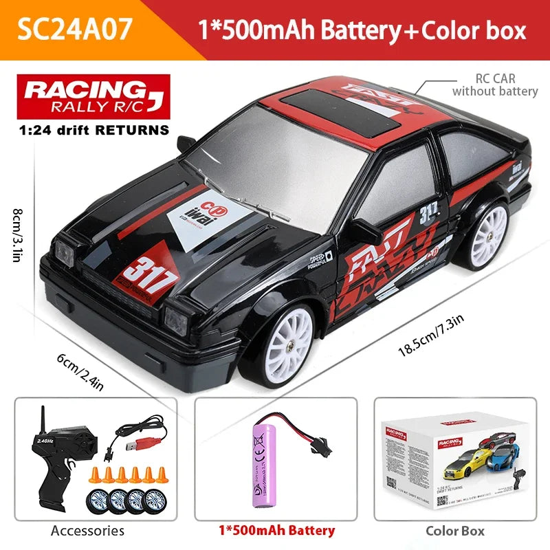 WLtoys 2.4G RC Drift Car 4WD LED Light | GTR AE86 Model Professional Racing Toy