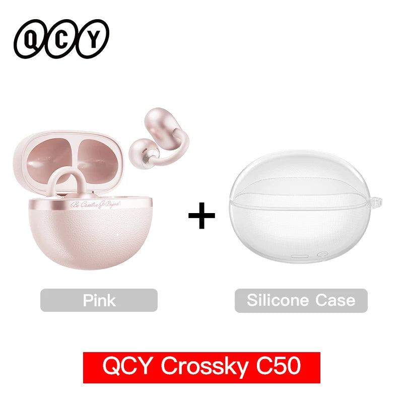QCY Crossky C50 Open Ear Clip-On Earbuds BT 6.0 | 4 Mic AI Call Bass Boost Sport