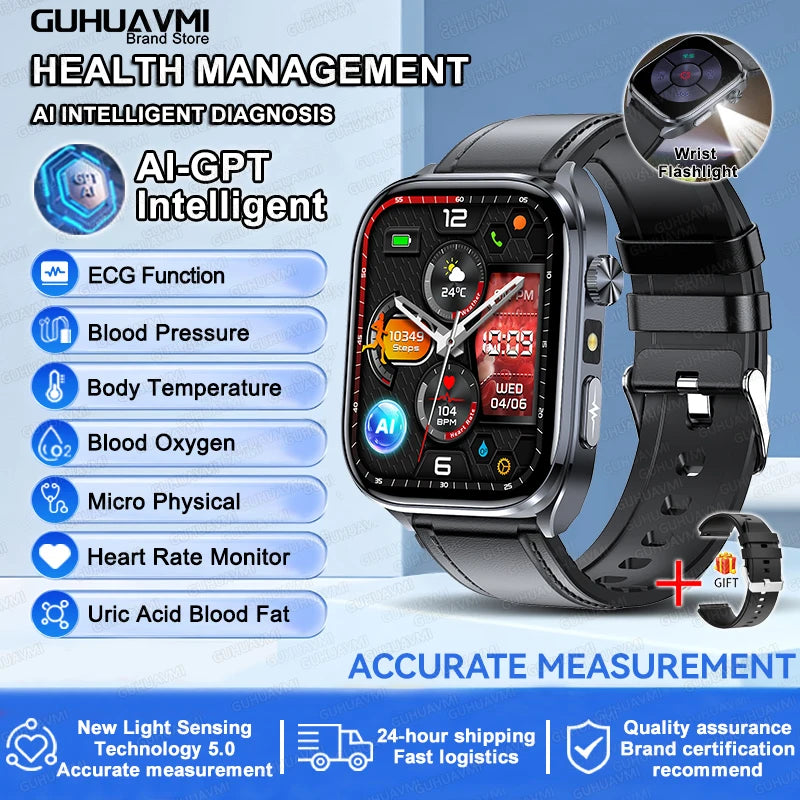 2025 ECG Smart Watch | Heart Health Blood Lipid Blood Pressure BT Call Analysis