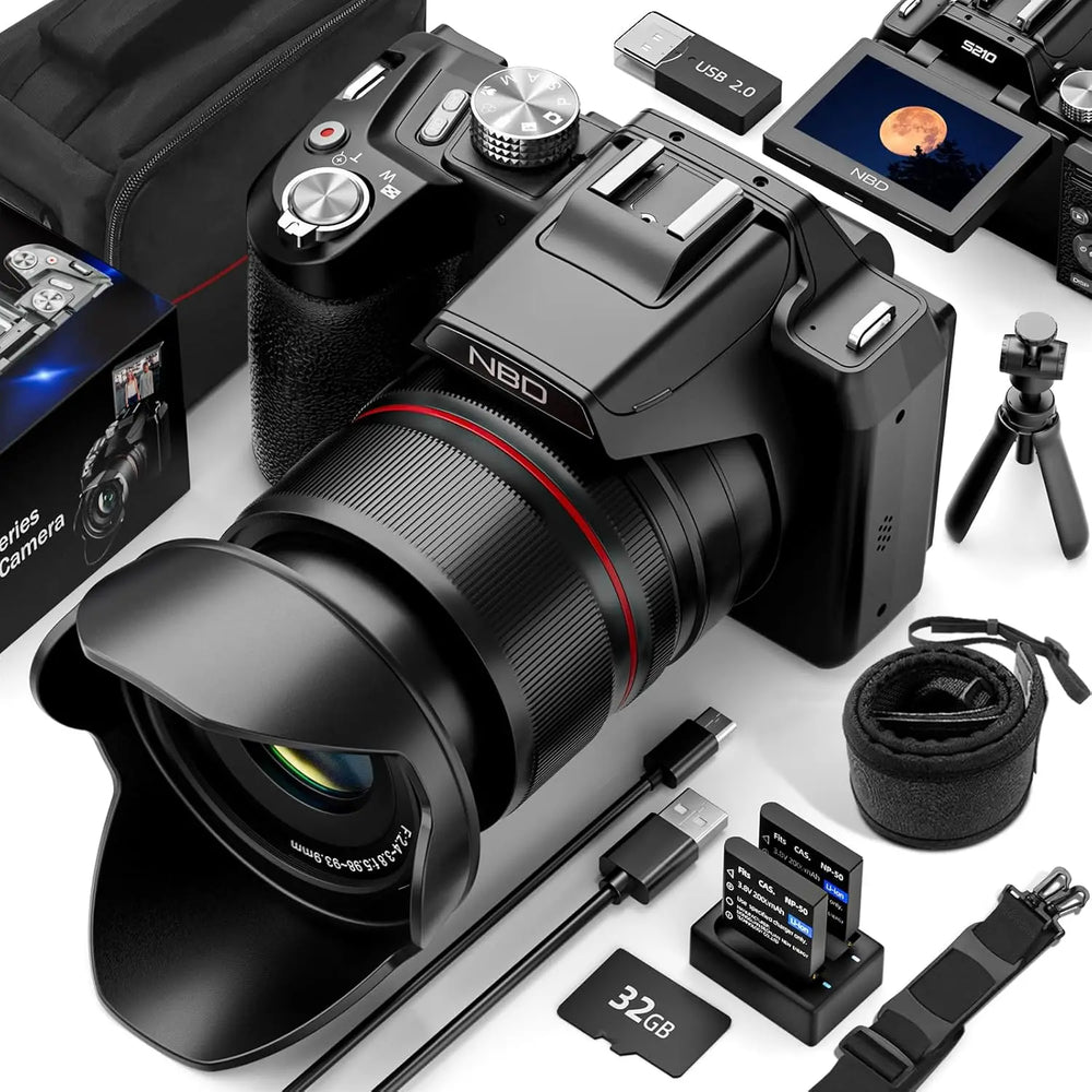 NBD 5K Digital Camera 16X Optical Zoom | WiFi App Control 180° Flip Screen Vlog