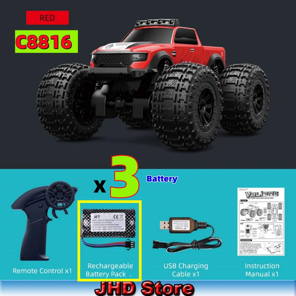 JJRC C8816 Amphibious RC Car 4WD 2025 | LED Off-Road Climbing Monster Truck Bigfoot