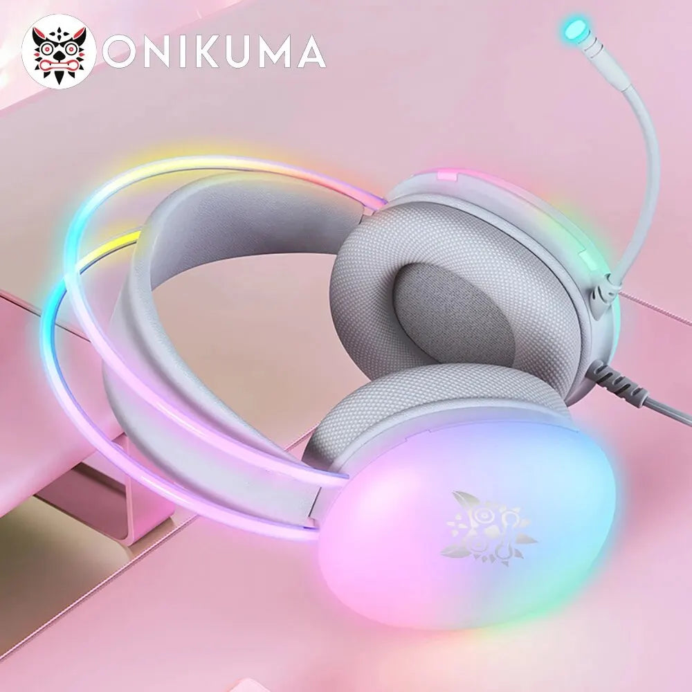 ONIKUMA Gaming Headset RGB Illuminated | Wired Noise Cancellation Mic Over-Ear