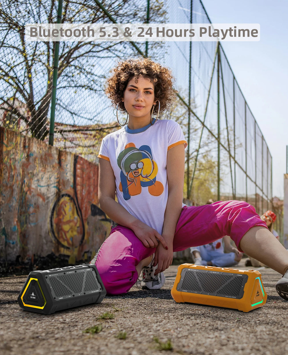 MLOVE P3 Outdoor Bluetooth Speaker 40W | BT 5.3 IPX7 Stereo RGB MicroSD