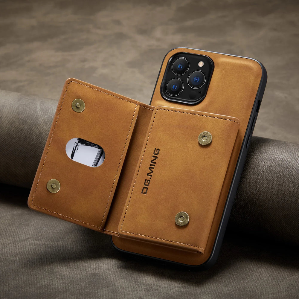 HQBBRO 2-in-1 Magnetic Leather Case | iPhone 16 17 Pro Max 15 14 13 12 Wallet Cards