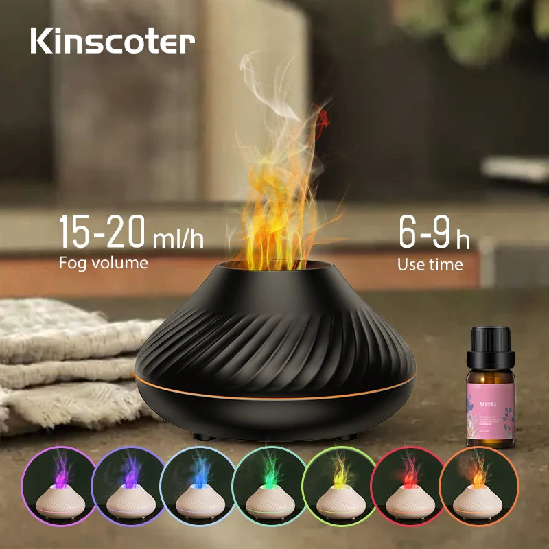 KINSCOTER Volcanic Aroma Diffuser 130ml | USB Humidifier Colour Flame Night Light