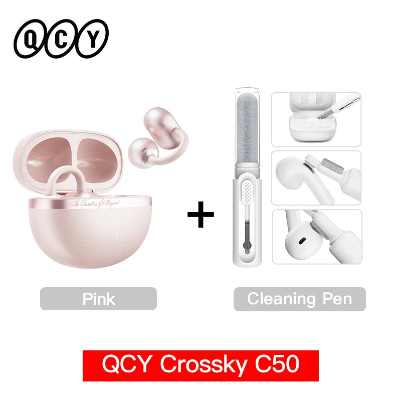 QCY Crossky C50 Open Ear Clip-On Earbuds BT 6.0 | 4 Mic AI Call Bass Boost Sport