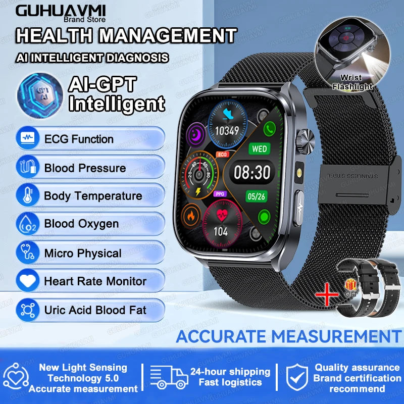 2025 ECG Smart Watch | Heart Health Blood Lipid Blood Pressure BT Call Analysis
