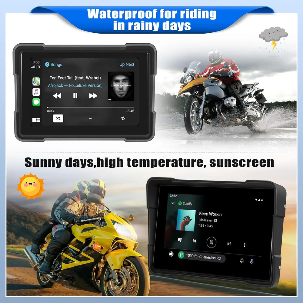 JMCQ 5"/7" Motorcycle GPS Navigator 2K DVR | Wireless CarPlay Android Auto Waterproof