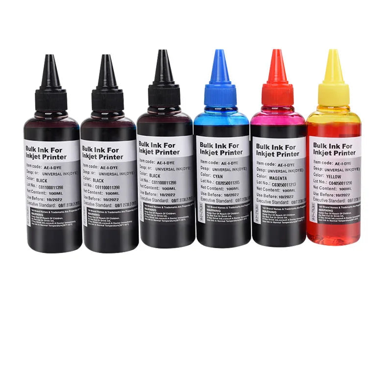 Aomya Universal Refill Ink 100ml | 4-Colour Set Canon HP Epson Brother CISS Dye