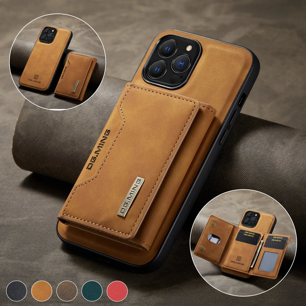 HQBBRO 2-in-1 Magnetic Leather Case | iPhone 16 17 Pro Max 15 14 13 12 Wallet Cards