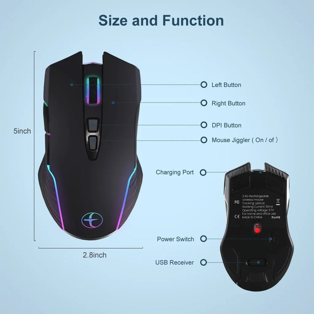 JOMAA Silent Wireless Mouse Type-C 2.4G | Rechargeable Plug-and-Play MacBook