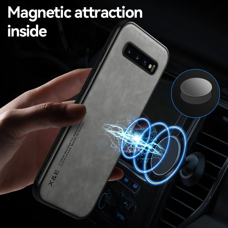 Peaktop Luxury Leather Magnetic Case | Samsung Galaxy S8 S9 S10 Plus Note 8 9 10