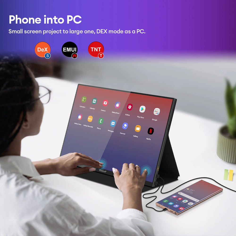 ZEUSLAP 16" 2.5K 144Hz Touch Portable Monitor | 2560×1600 100% sRGB 500cd/m²