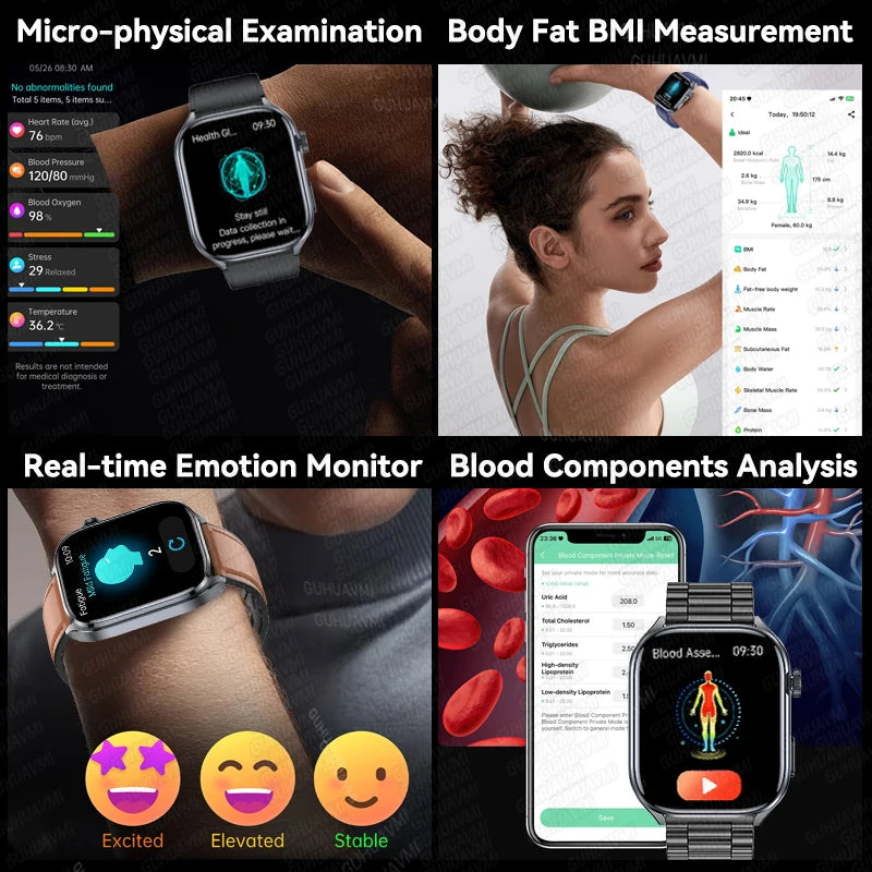 2025 ECG Smart Watch | Heart Health Blood Lipid Blood Pressure BT Call Analysis
