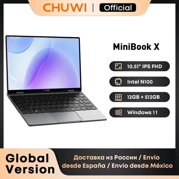 CHUWI MiniBook X 2-in-1 Laptop Tablet Intel N100/N150 | 12GB 512GB 10.51