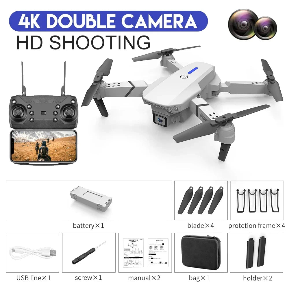 E88 Pro Intelligent Folding Drone 4K | Single/Dual Camera Switch WiFi FPV