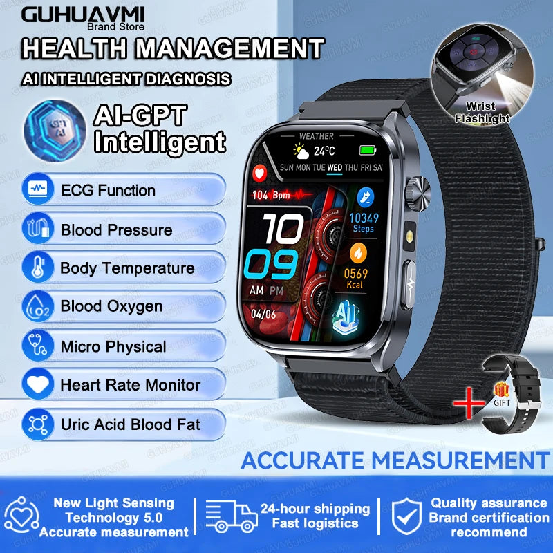2025 ECG Smart Watch | Heart Health Blood Lipid Blood Pressure BT Call Analysis