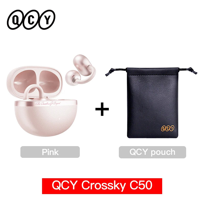 QCY Crossky C50 Open Ear Clip-On Earbuds BT 6.0 | 4 Mic AI Call Bass Boost Sport