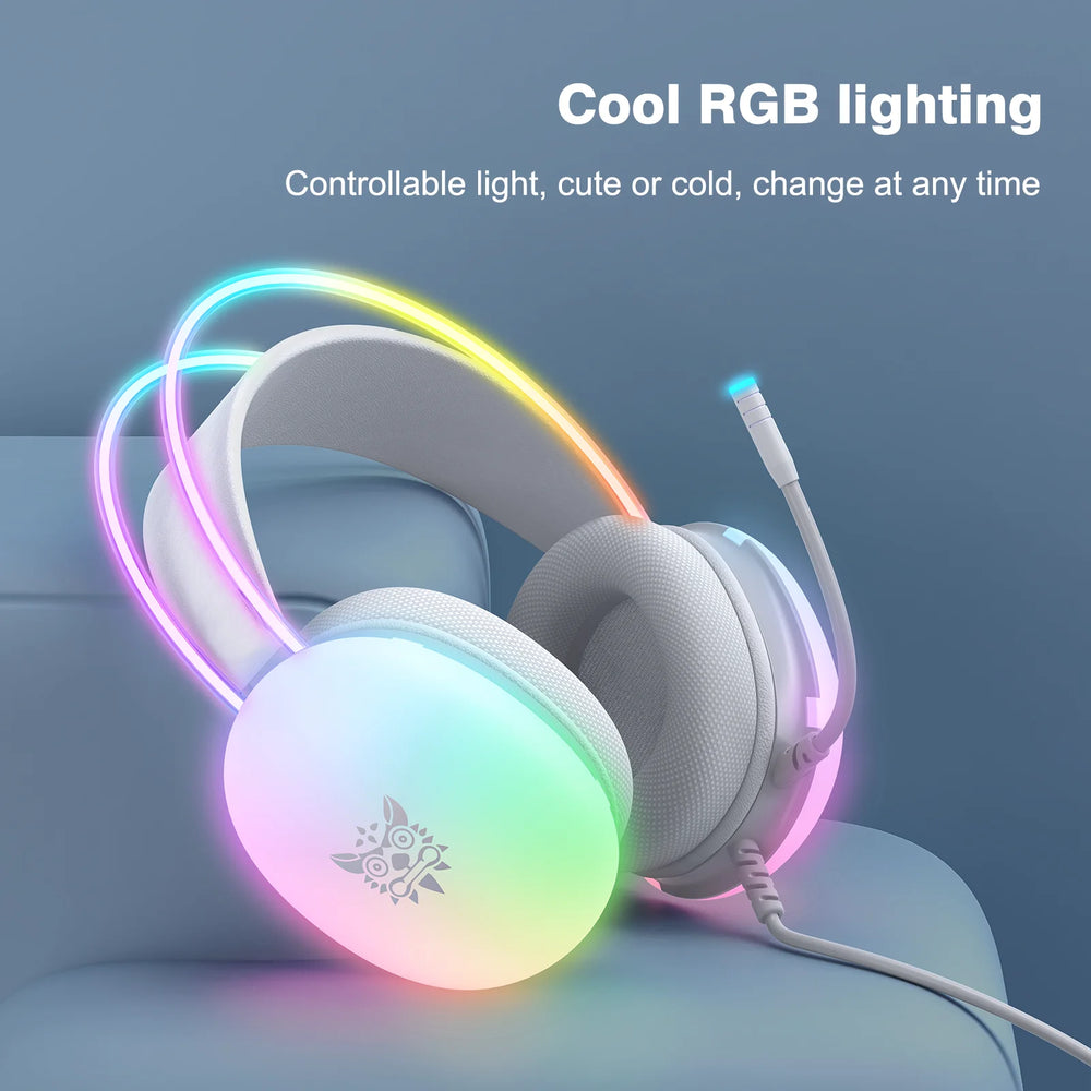 ONIKUMA Gaming Headset RGB Illuminated | Wired Noise Cancellation Mic Over-Ear