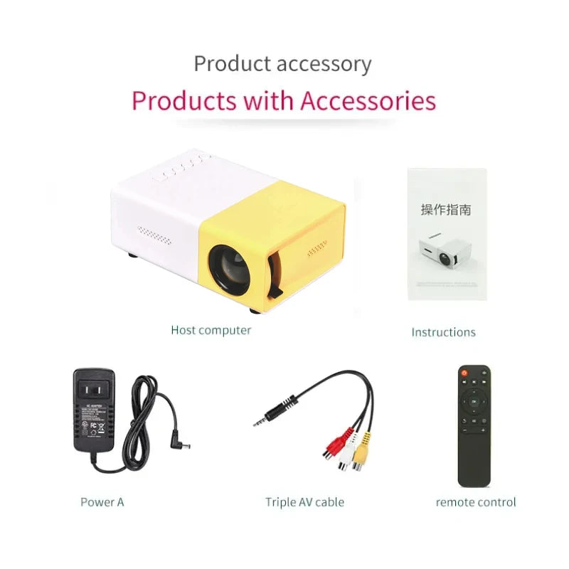 YG300 LED Mini HD 1080P Portable Projector | USB Outdoor Children's Home Cinema