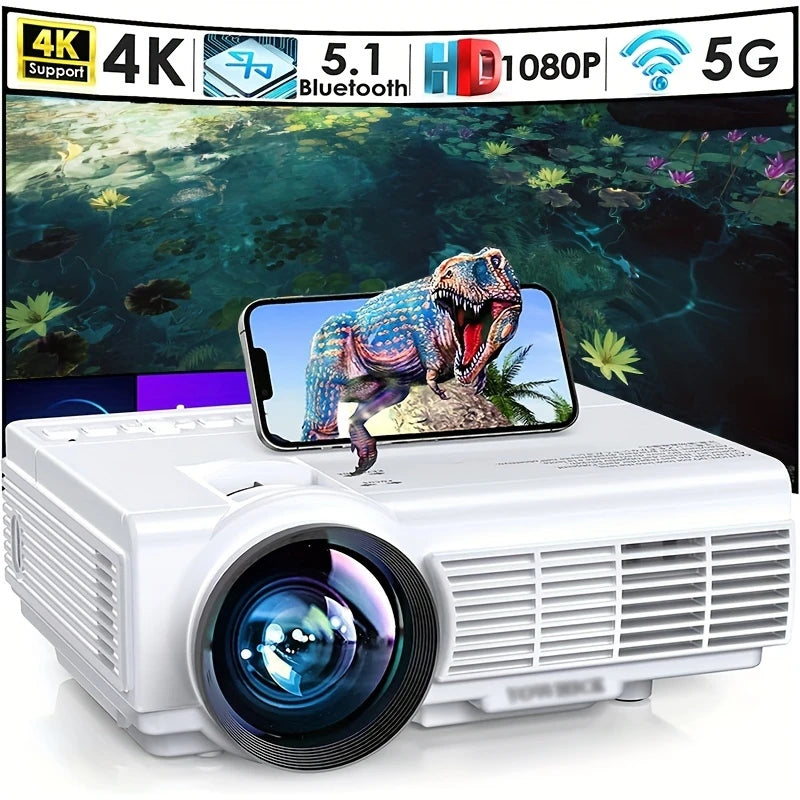 Portable 4K LED Projector 240ANSI | Dual WiFi 5G BT 1080P Screen Mirror Home Cinema