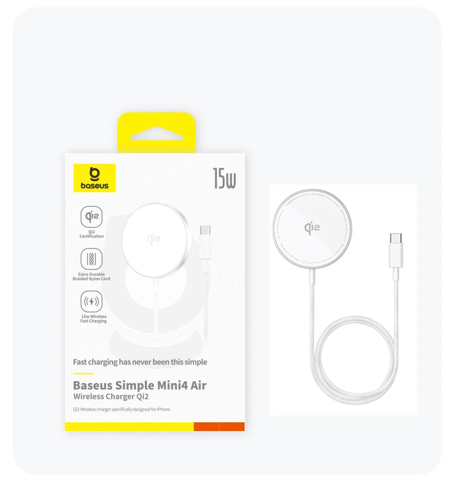 Baseus 15W Qi2 Magnetic Wireless Charger | iPhone 13–17 Pro Max + AirPods