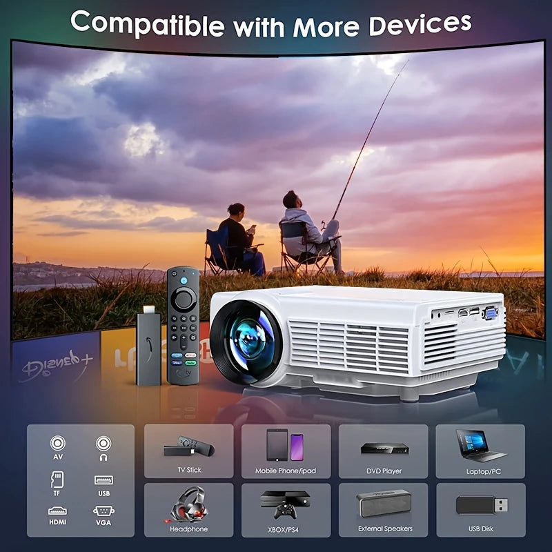 Portable 4K LED Projector 240ANSI | Dual WiFi 5G BT 1080P Screen Mirror Home Cinema