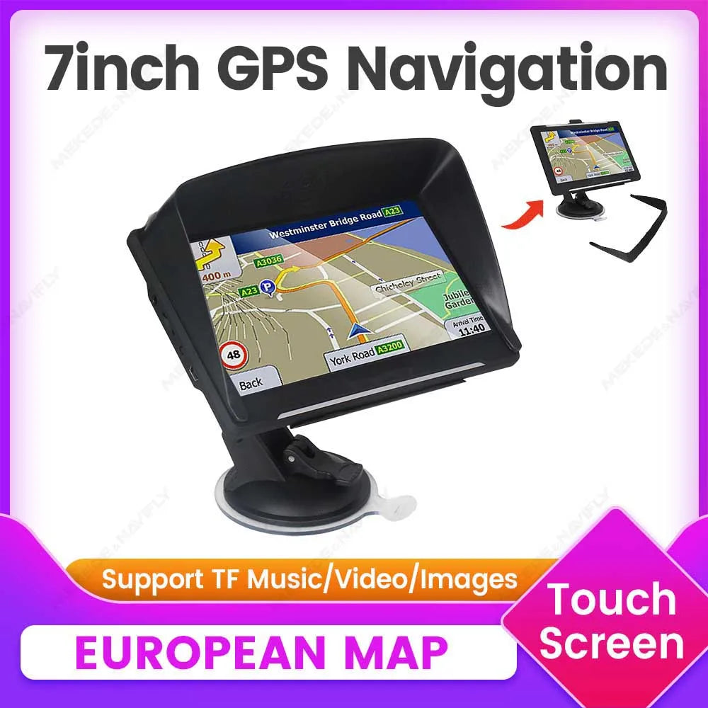 NAVIFANS 7" Car GPS Navigator Touch Screen | Europe Maps TF FM Video + Sunshade