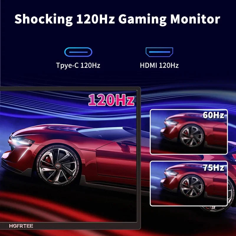 HGFRTEE 18.5" Portable Monitor 120Hz | 100% RGB ADS-IPS HDR VESA Laptop Extended