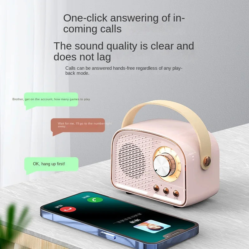 DW21 Retro Mini Bluetooth Speaker | Classic Stereo Subwoofer Portable Home Decoration