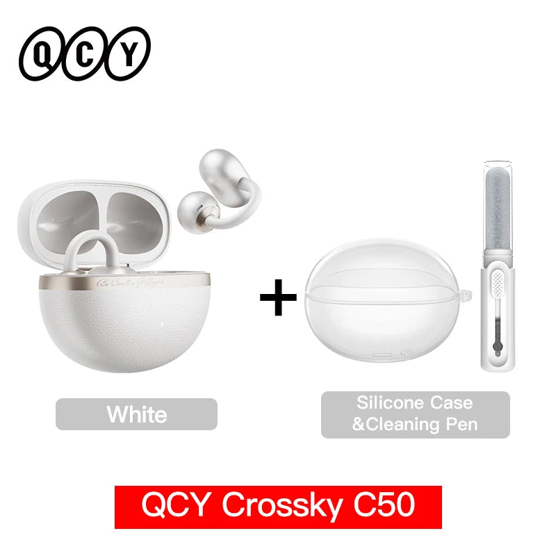 QCY Crossky C50 Open Ear Clip-On Earbuds BT 6.0 | 4 Mic AI Call Bass Boost Sport