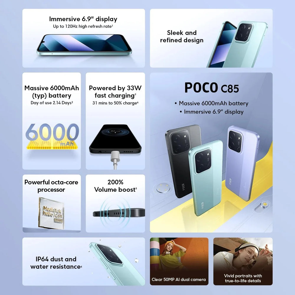 POCO C85 Global Smartphone Helio G81 Ultra | 6.9" 120Hz 6000mAh 50MP NFC 33W