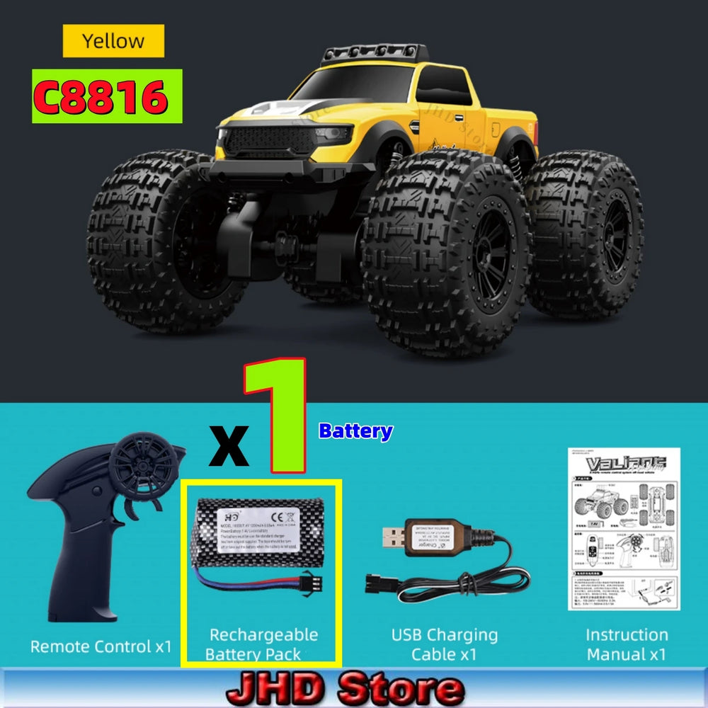JJRC C8816 Amphibious RC Car 4WD 2025 | LED Off-Road Climbing Monster Truck Bigfoot