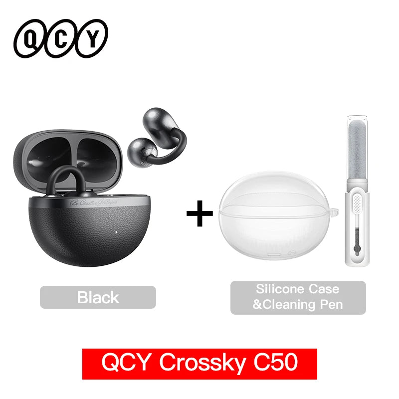 QCY Crossky C50 Open Ear Clip-On Earbuds BT 6.0 | 4 Mic AI Call Bass Boost Sport