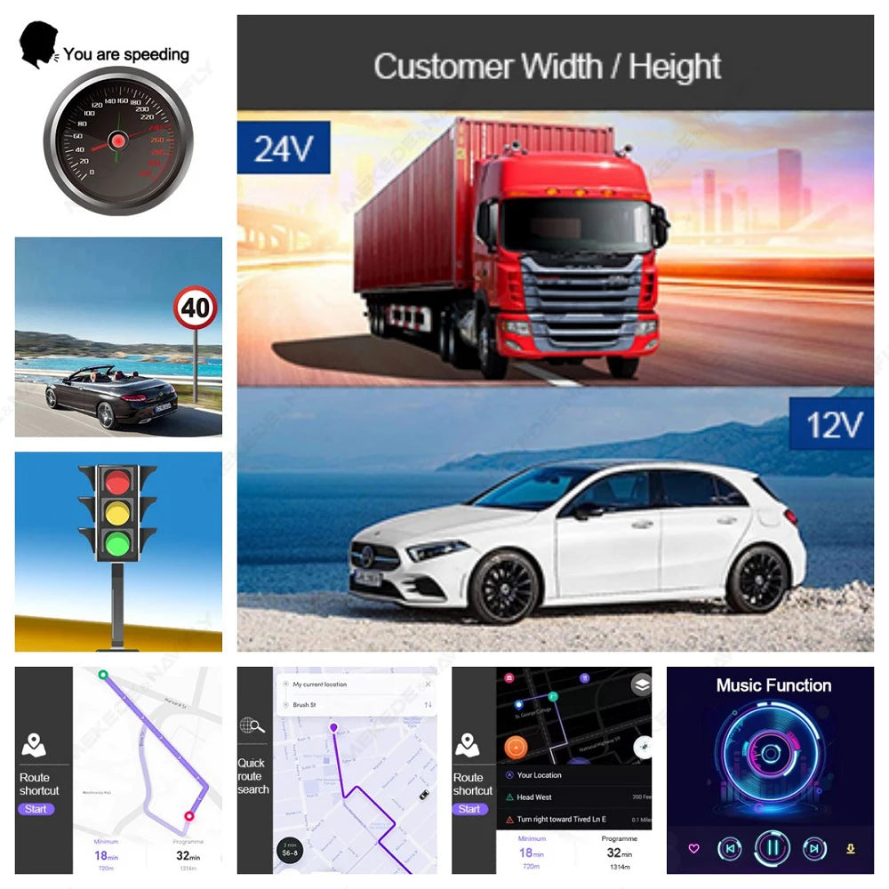 NAVIFANS 7" Car GPS Navigator Touch Screen | Europe Maps TF FM Video + Sunshade