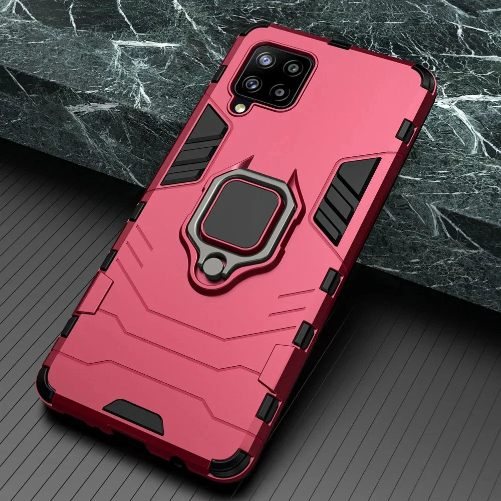 Amour Brave Shockproof Case Samsung Galaxy A Series | Magnetic Ring Stand Back Cover
