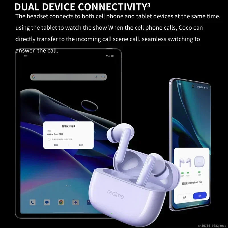 realme Buds T310 TWS Earbuds BT 5.4 | 46dB ANC HiFi Gaming Music Long Standby