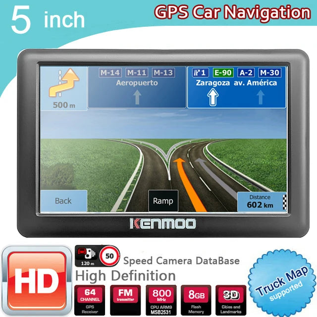 KKENMOO 5" HD GPS Car Navigator 2026 Maps | Europe Russia Free Lifetime Updates