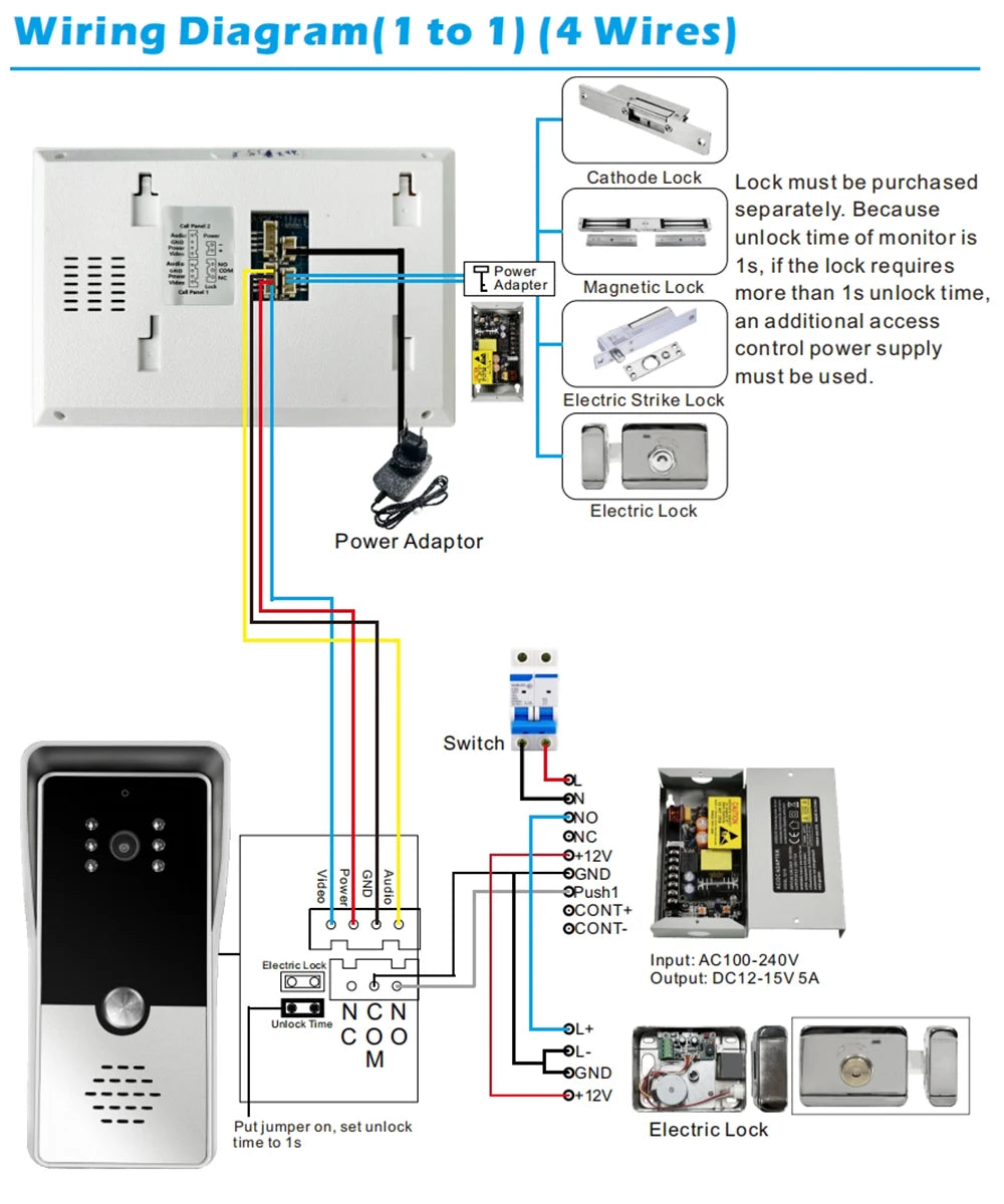 7" Video Intercom System | Colour Indoor Monitor Visual Doorphone Camera Kit