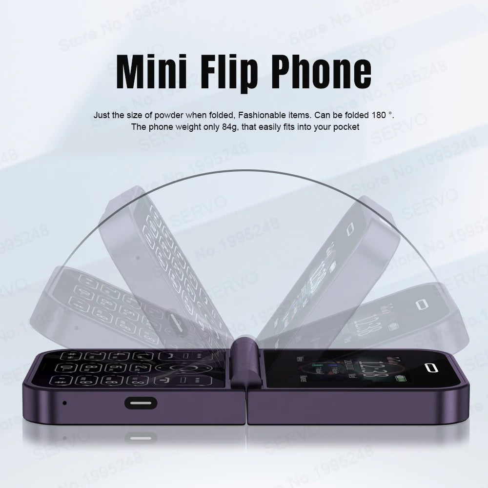 SERVO F15 Mini Flip Phone 2G GSM | 2.0" Dual SIM Speed Dial Magic Voice Fold