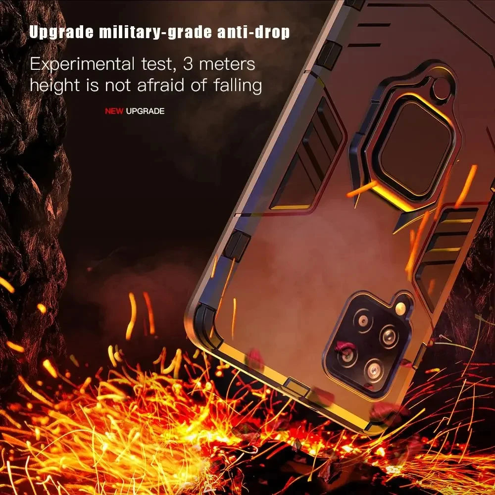 Amour Brave Shockproof Case Samsung Galaxy A Series | Magnetic Ring Stand Back Cover