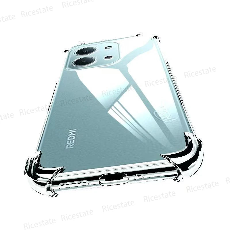 Ricestate Transparent Shockproof Case | Xiaomi Redmi 9A–15C Clear Silicone TPU