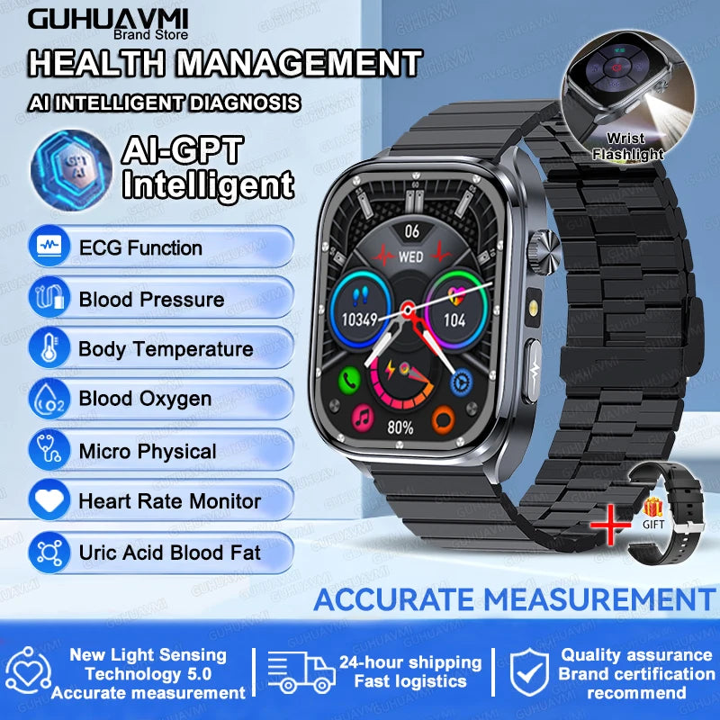 2025 ECG Smart Watch | Heart Health Blood Lipid Blood Pressure BT Call Analysis