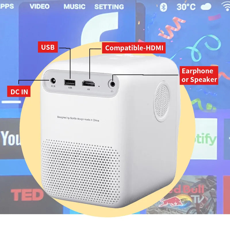 Wanbo T2 MAX Portable Mini Projector | LCD Bluetooth 1080P Vertical Correction Full HD