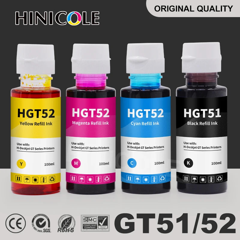 HINICOLE GT51 GT52 Dye Ink Bottle | HP DeskJet GT 5810 5820 310 410 318 418