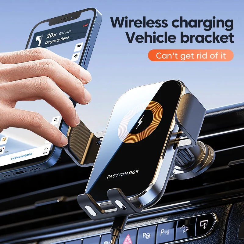 Universal 15W Car Wireless Charger Mount | Auto-Sensing Phone Holder iPhone Samsung