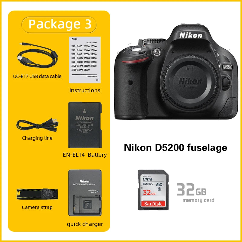 Nikon D5200 DSLR Camera | Optional 18-55mm Lens 128GB SD | Professional Photography