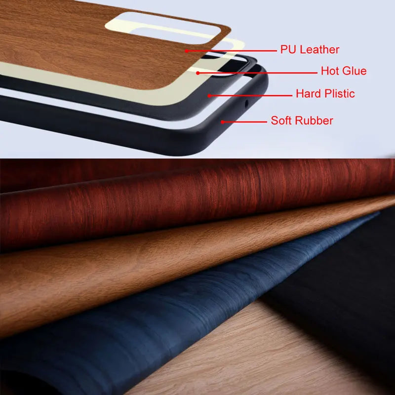 Samsung Galaxy Z Flip 3/4/5 5G Bamboo Wood Leather Case | Natural Pattern Cover